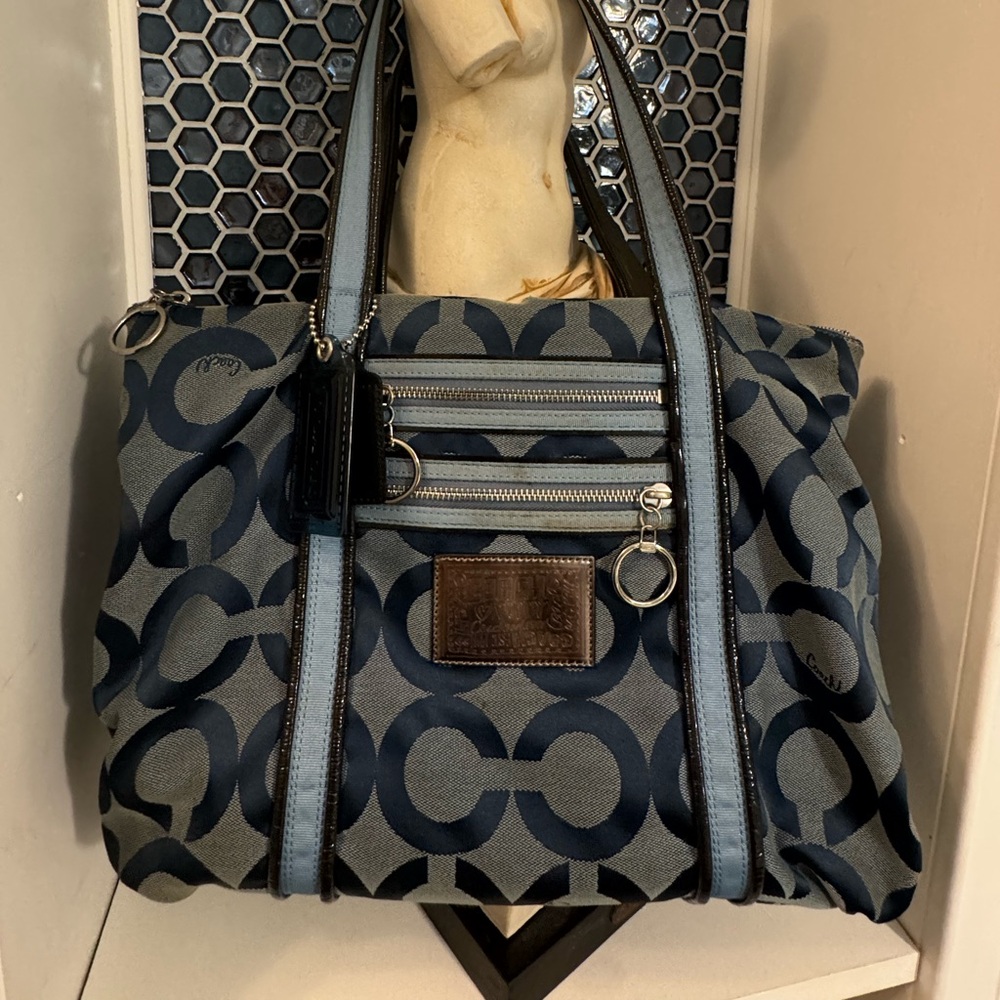 COACH Blue Tote Shoulder Bag K0949-13826 Blue